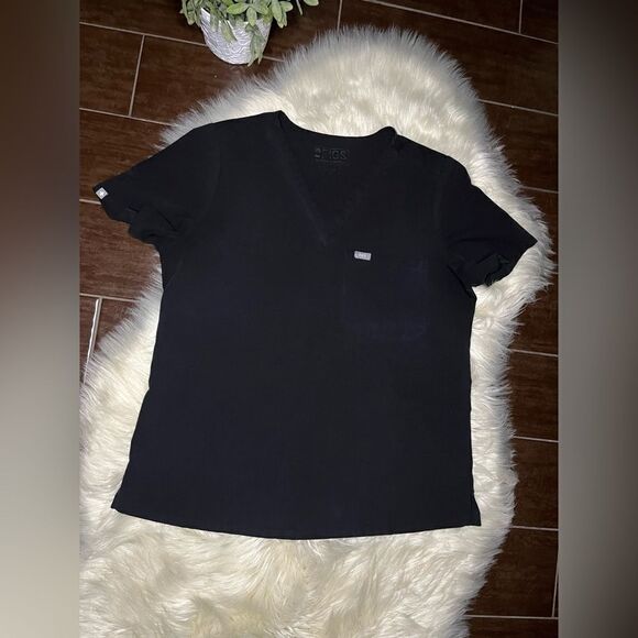 FIGS Slim Catarina One-Pocket Scrub Top in Black Size large - Picture 1 of 5